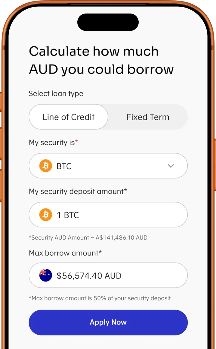 Crypto-backed loans modal